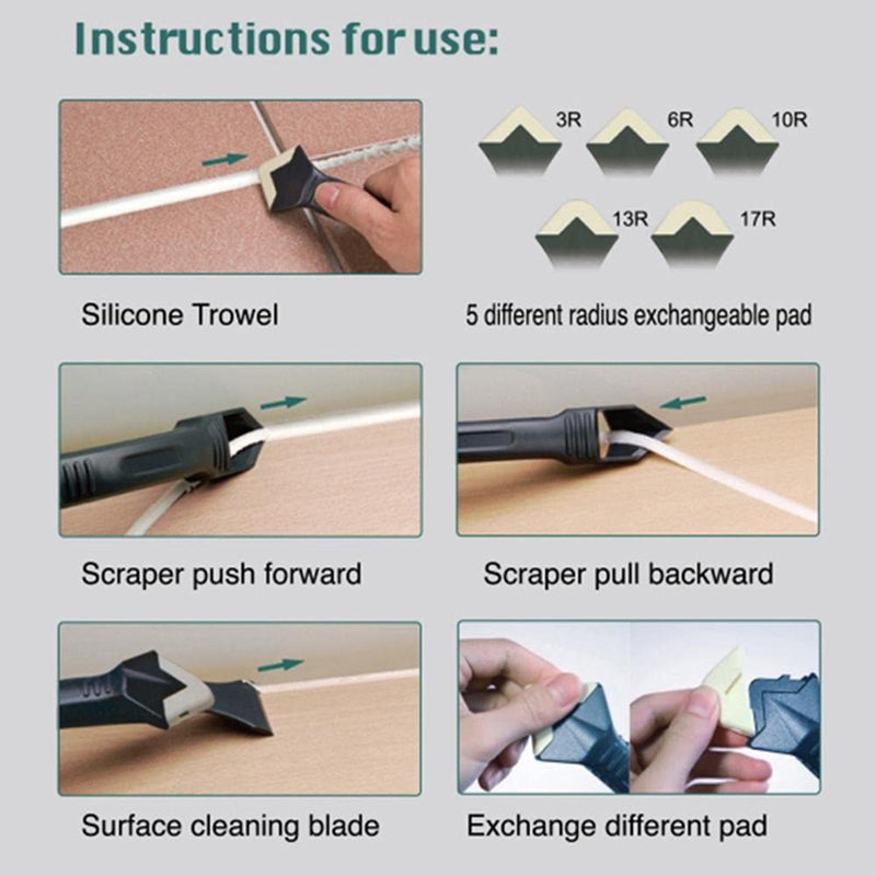 Silicone Caulking Tool Set, 3-Piece Scraper Kit