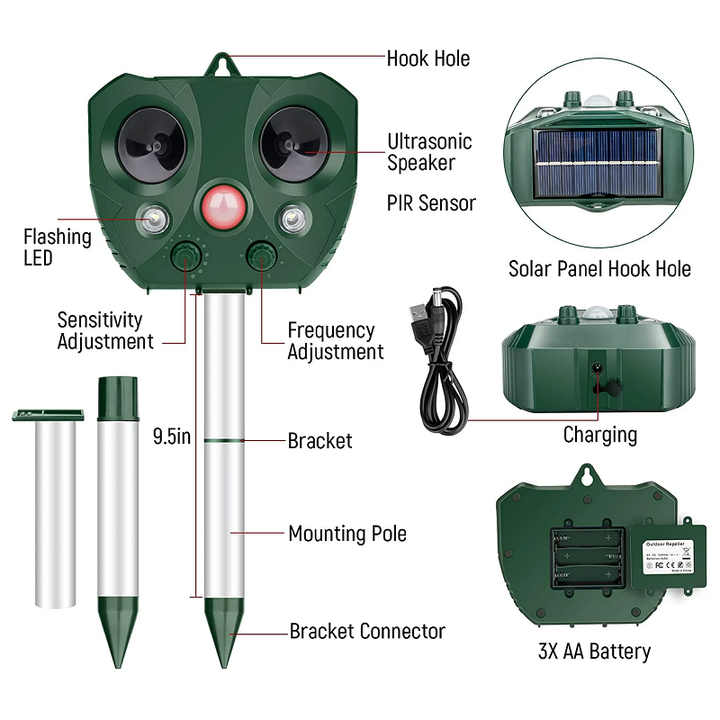 BowLift | Ultrasonic Bird Repeller, Solar Powered