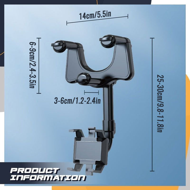 Rotatable Retractable Car Phone Holder for Rearview Mirror
