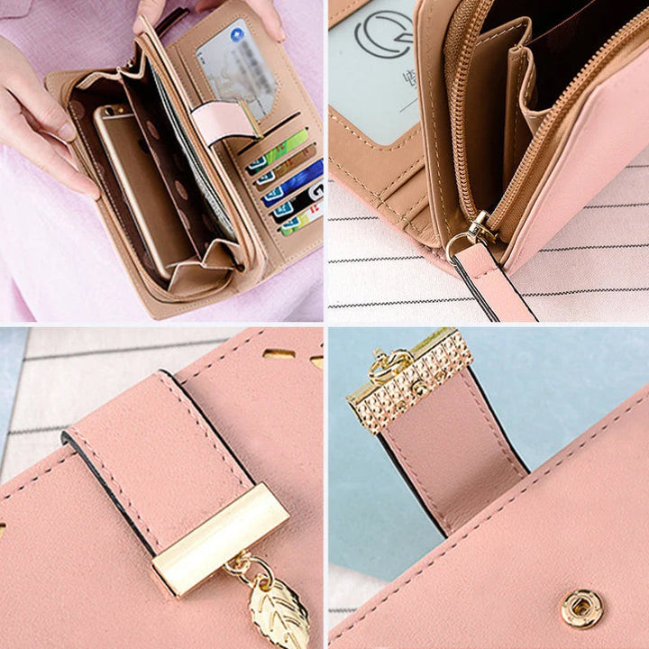 BowLift | Long wallet for women with leaf pattern