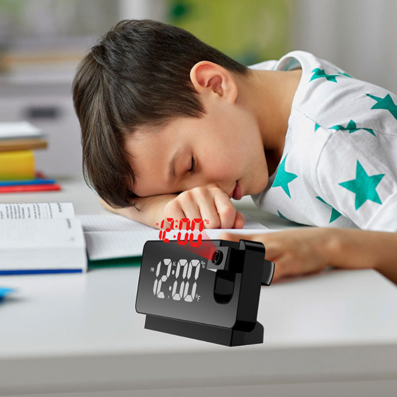 Digital Projection Alarm Clock with 180-Degree Projector