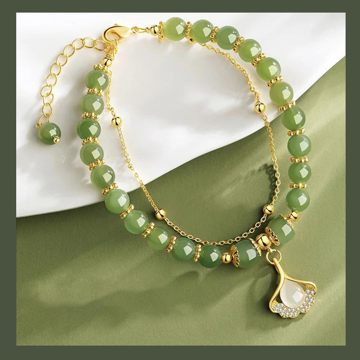 BowLift | Gold Plated Natural Jade Bracelet