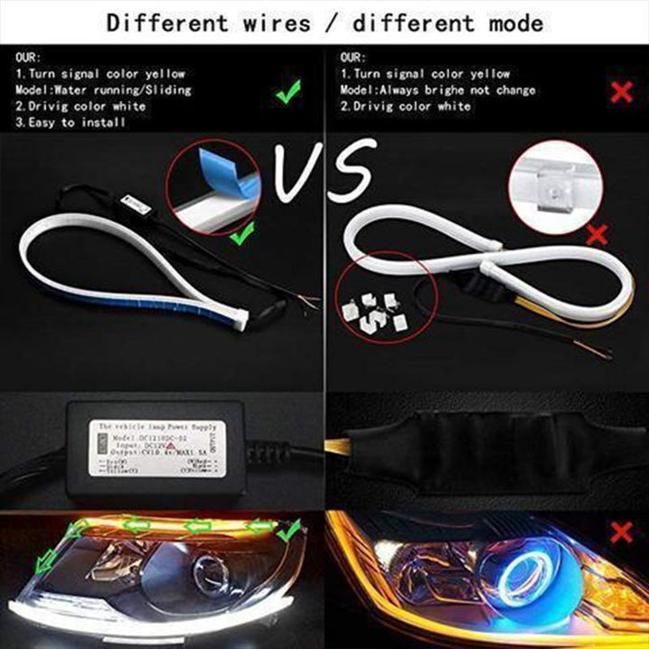 BowLift | Flexible DRL LED Night & Daytime Running Light Strip (No Disassembling Needed)
