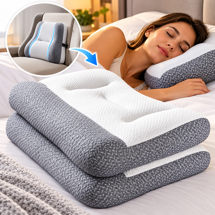 Ergonomic Memory Foam Contour Pillow with Cooling Zoned Cover Bowlift