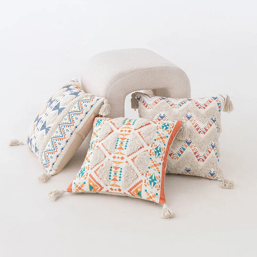 BowLift | Boho Geometric Tufted Cushion Cover – Decorative Pillow for Home and Sofa