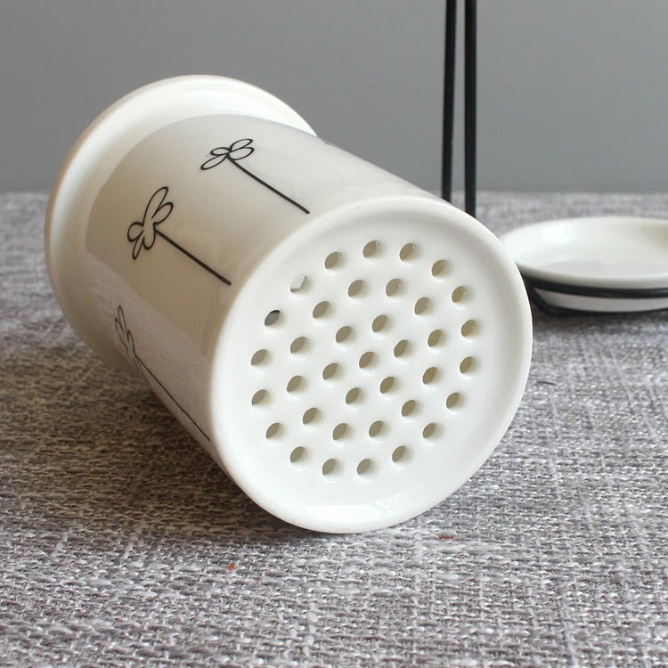 BowLift | Ceramic Chopsticks and Utensil Storage Set with Drainage Rack
