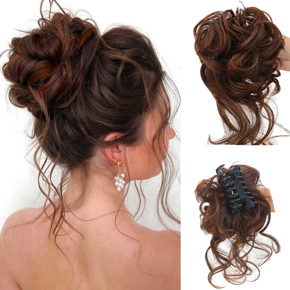 Curly Bun Hair Claw Clips Synthetic Fiber Hair Accessory