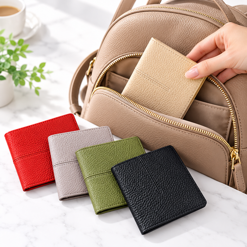Compact Pebbled Leather Bifold Wallet with Card Slots and Coin Pocket Bowlift