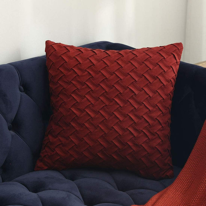 BowLift | Solid Yellow, Brown, and Dark Red Faux Suede Cushion Cover