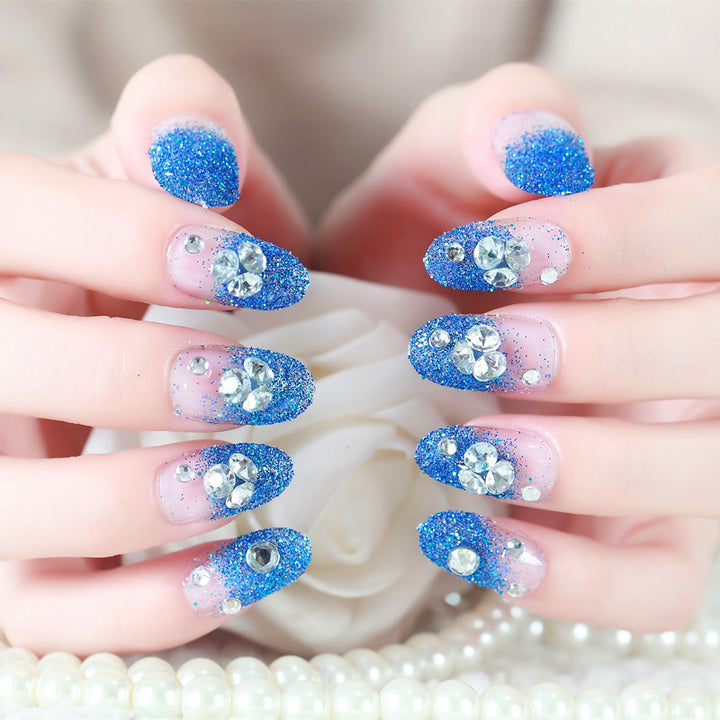 Glamorous Rhinestone-Studded Press-On Nails