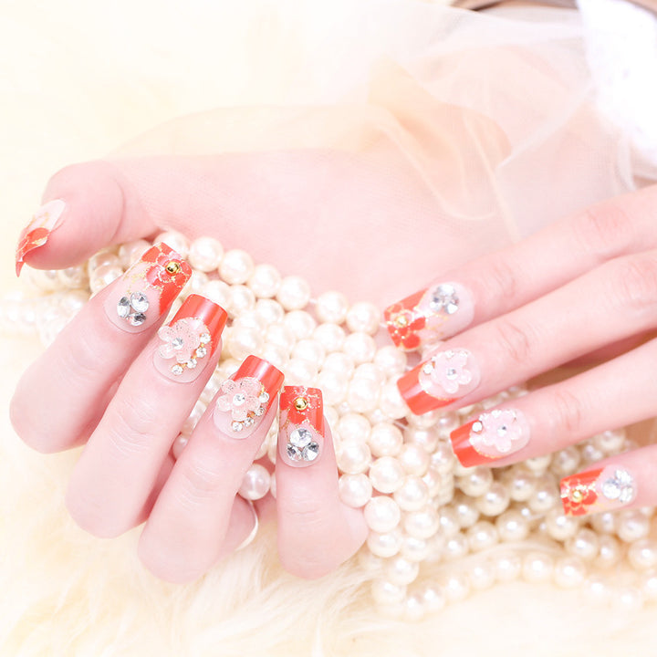 Decorative Floral Press-On Nail Art Set
