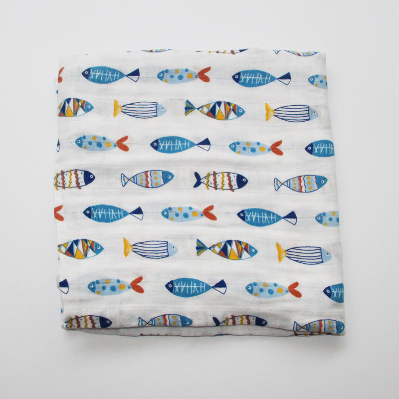 Cotton Muslin Baby Blanket with Heart Pattern Bowlift