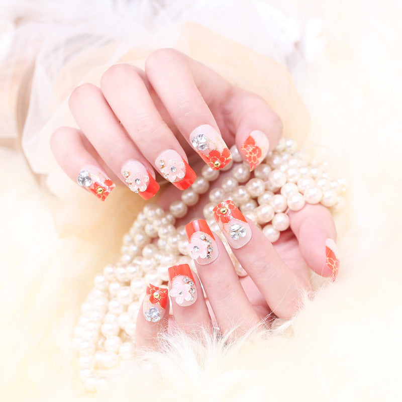 Decorative Floral Press-On Nail Art Set