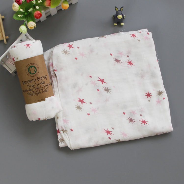 Cotton Muslin Baby Blanket with Heart Pattern Bowlift