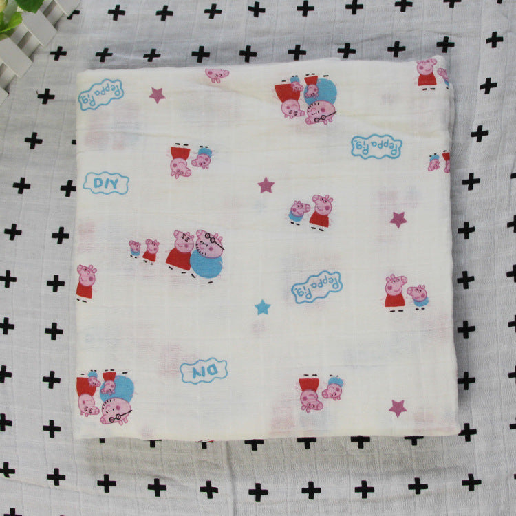 Cotton Muslin Baby Blanket with Heart Pattern Bowlift
