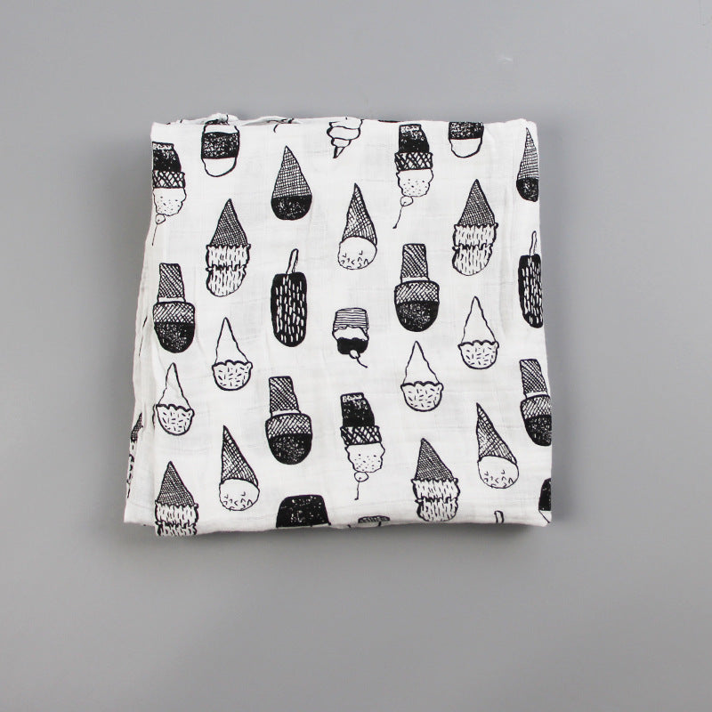 Cotton Muslin Baby Blanket with Heart Pattern Bowlift