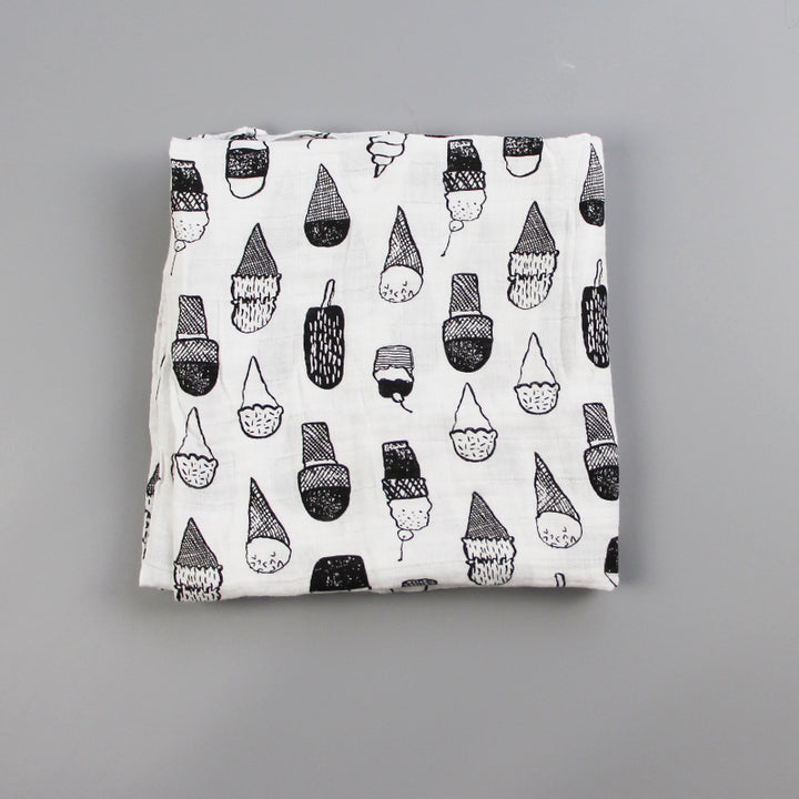 Cotton Muslin Baby Blanket with Heart Pattern Bowlift