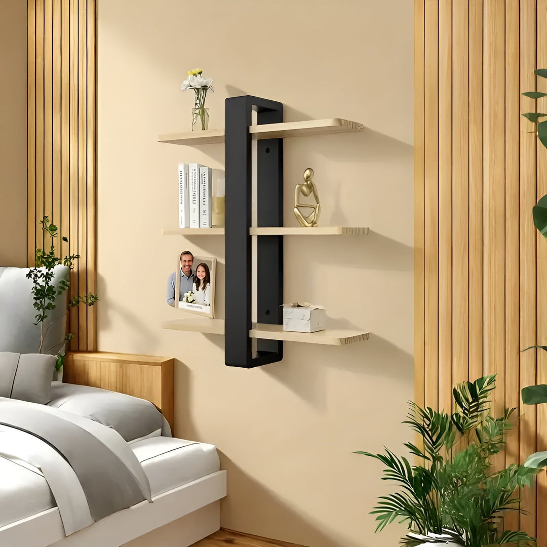BowLift | NordWood Wall Shelf | Solid Pine | 3 Levels | Space-saving & Decorative | Natural Wood