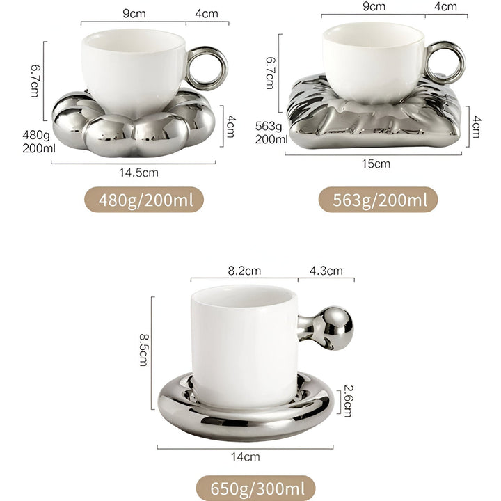 BowLift | Sunflower Pearl Glaze Coffee Mug with Saucer