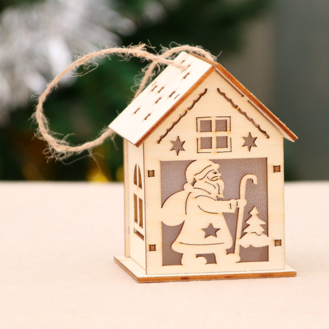 Decorative Wooden Santa House Ornament Bowlift