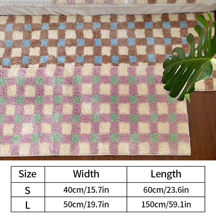 BowLift | Plush Plaid Flocking Floor Mat for Bedroom and Beyond