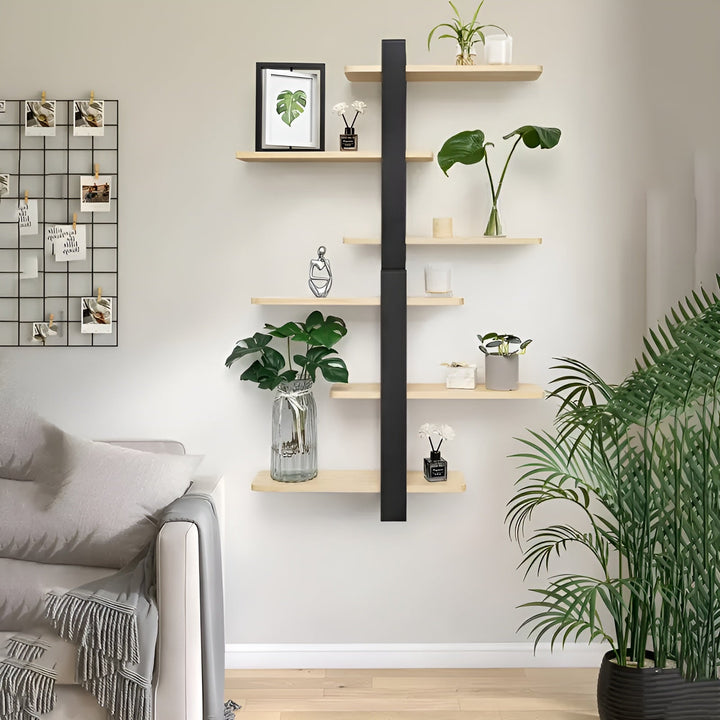 BowLift | NordWood Wall Shelf | Solid Pine | 3 Levels | Space-saving & Decorative | Natural Wood