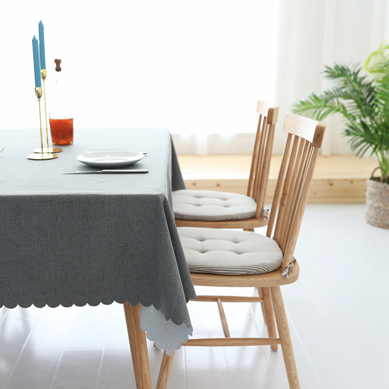 Tablecloth made of cotton blend with wavy hem and textured surface Bowlift