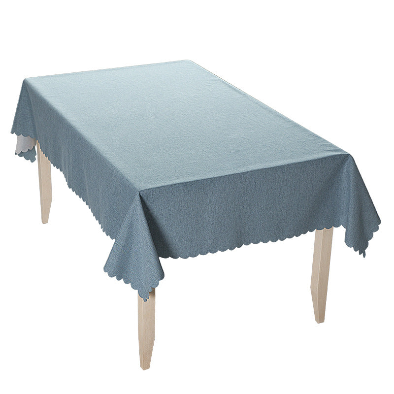 Tablecloth made of cotton blend with wavy hem and textured surface Bowlift