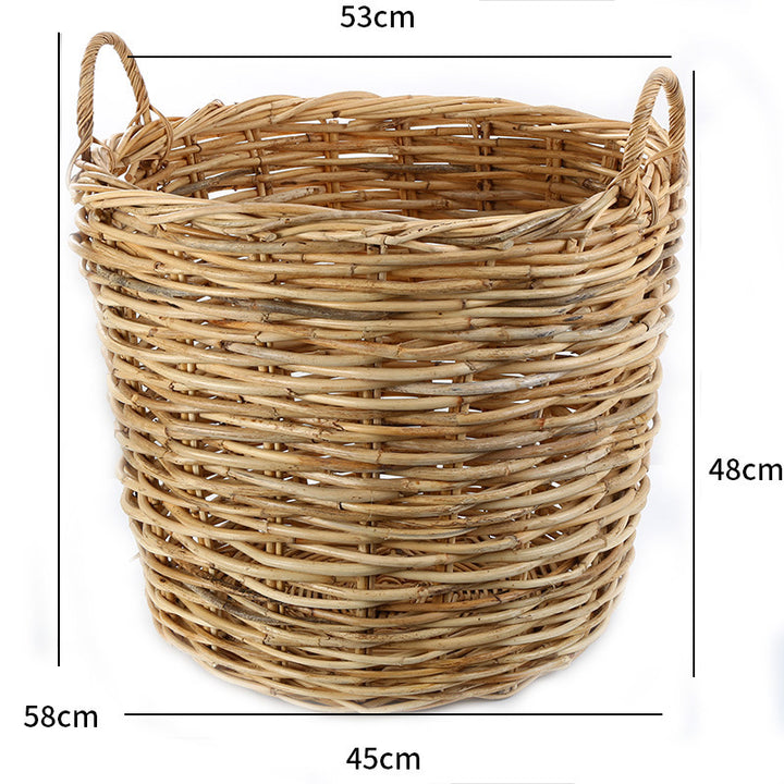 Handwoven Storage Basket with Soft Carry Handles