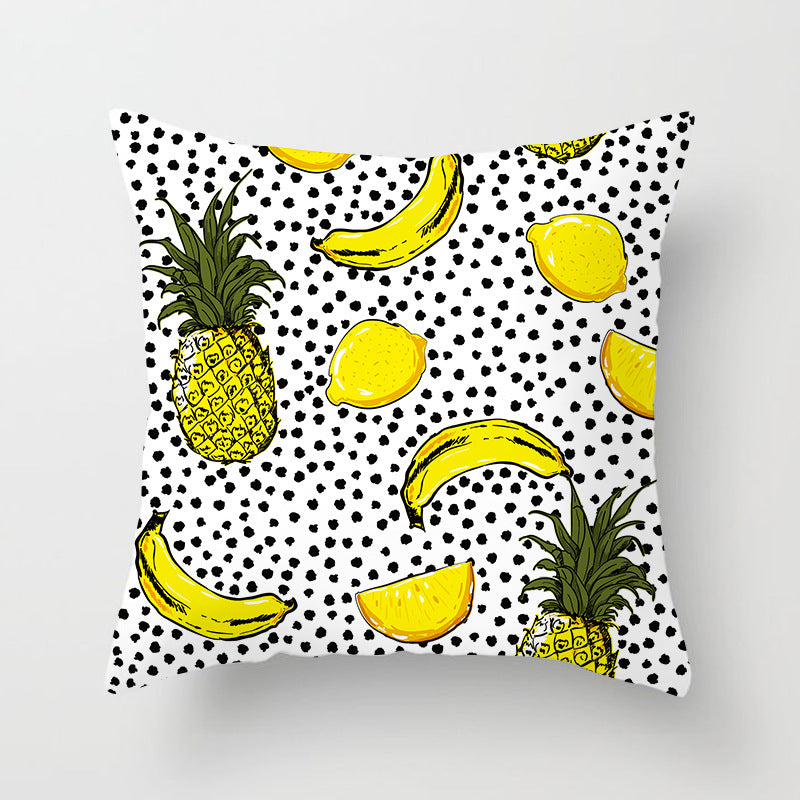 Tropical Pineapple and Banana Pattern Decorative Throw Pillow Cover