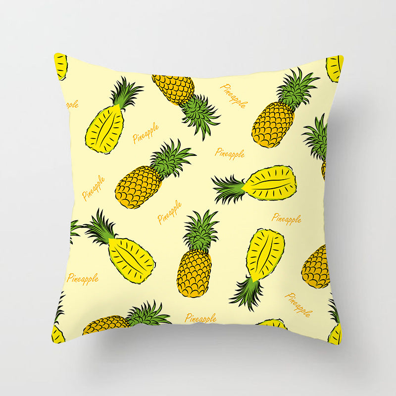 Tropical Pineapple and Banana Pattern Decorative Throw Pillow Cover