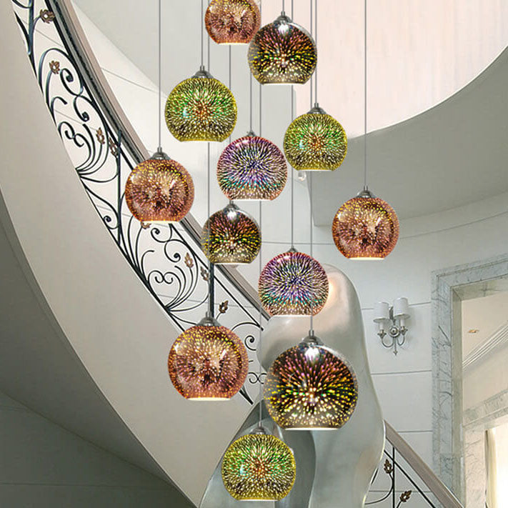 BowLift | Modern creative 3D colorful firework glass 1-light dome pendant lamp