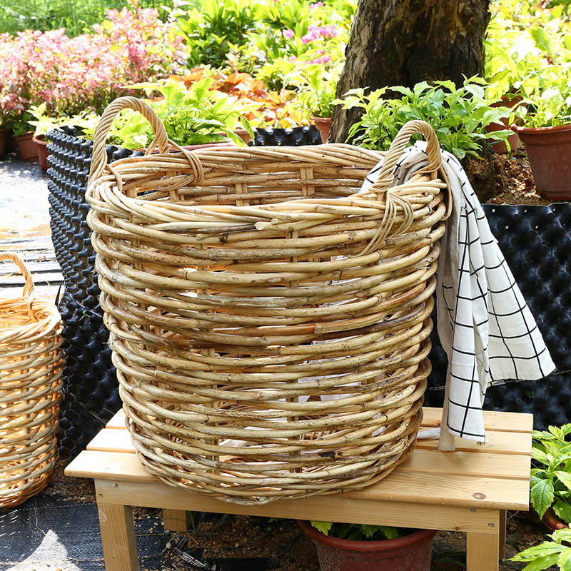 Handwoven Storage Basket with Soft Carry Handles