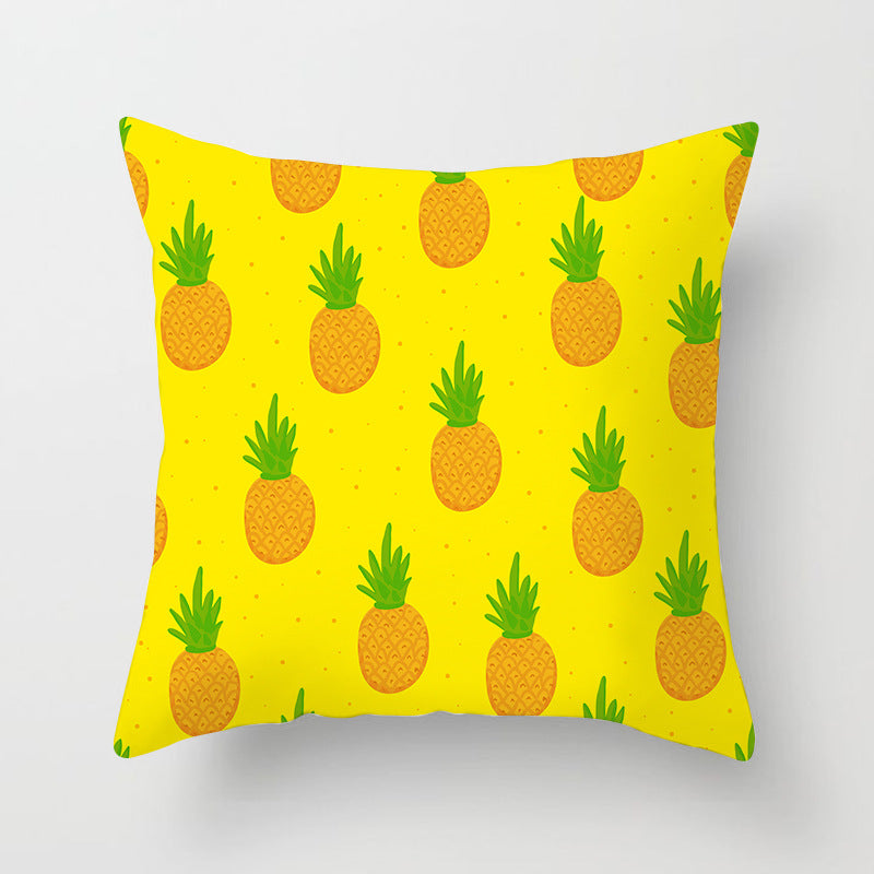 Tropical Pineapple and Banana Pattern Decorative Throw Pillow Cover