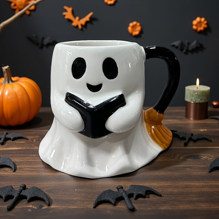 BowLift | Halloween Ghost Mug – Ceramic Mug with Laughing Ghost Design