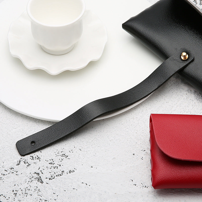 Soft PU Leather Sunglasses Roll-Up Case with Snap Strap Bowlift