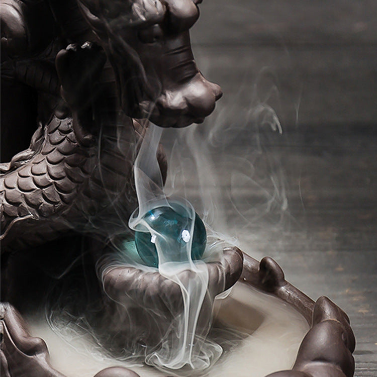 Captivating Dragon-Themed Ceramic Incense Waterfall Holder