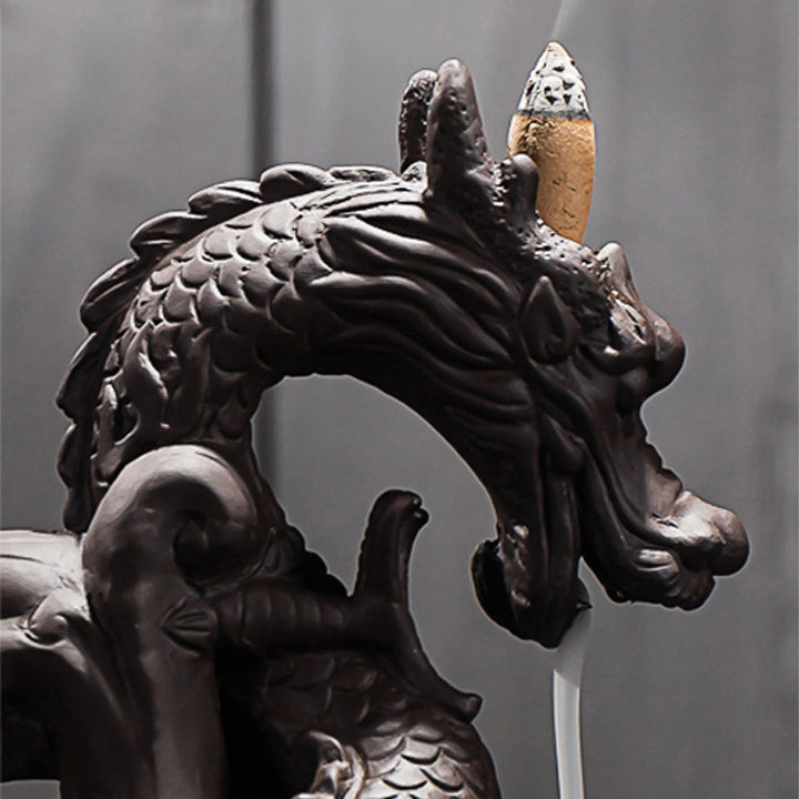 Captivating Dragon-Themed Ceramic Incense Waterfall Holder