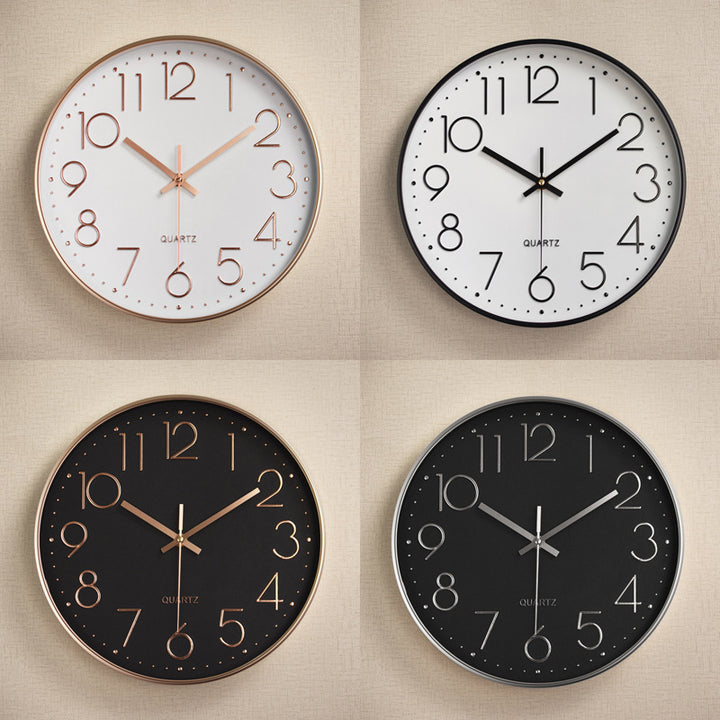 Modern Silent Quartz Large Round Wall Clock Bowlift