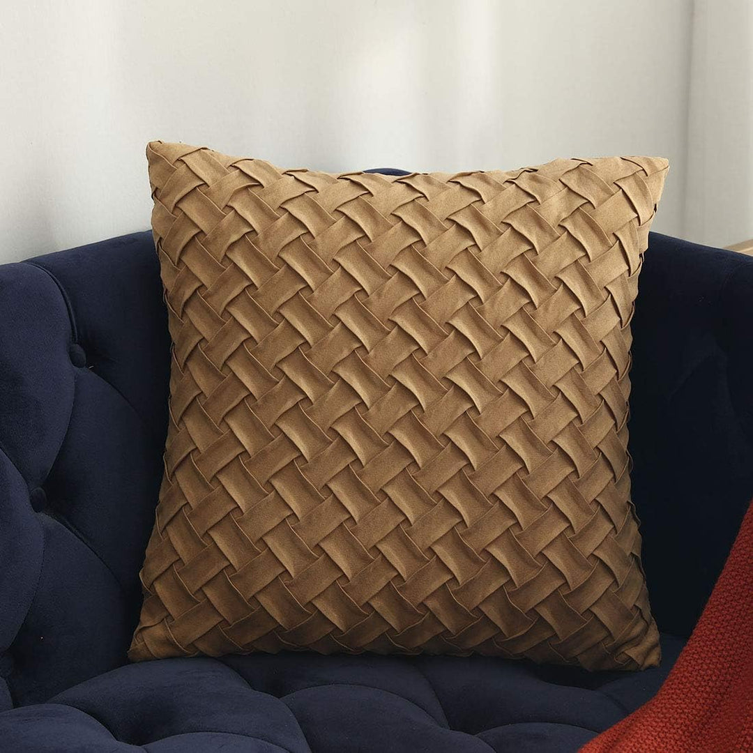 BowLift | Solid Yellow, Brown, and Dark Red Faux Suede Cushion Cover