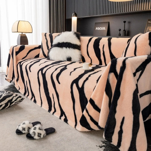 BowLift | Wild Stripes Zebra Fleece Sofa Cover
