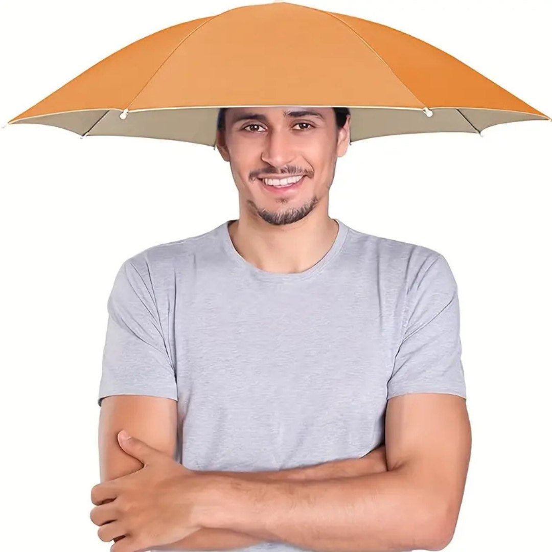 UV-Blocking Umbrella Hat with Wide Canopy and Foldable Design