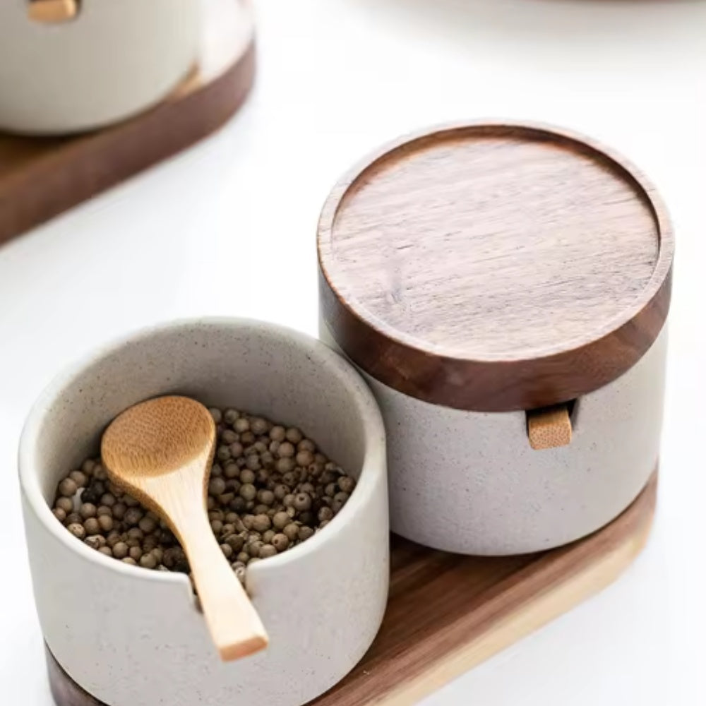 BowLift | Rustic Ceramic Seasoning Jar Set