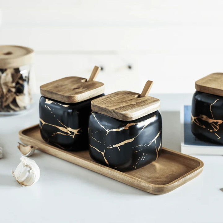 BowLift | Royal Vein Porcelain Spice Jar Set