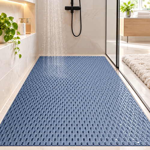 Non-Slip Textured Drainage Bath Mat with Quick-Dry Antibacterial Foam Bowlift