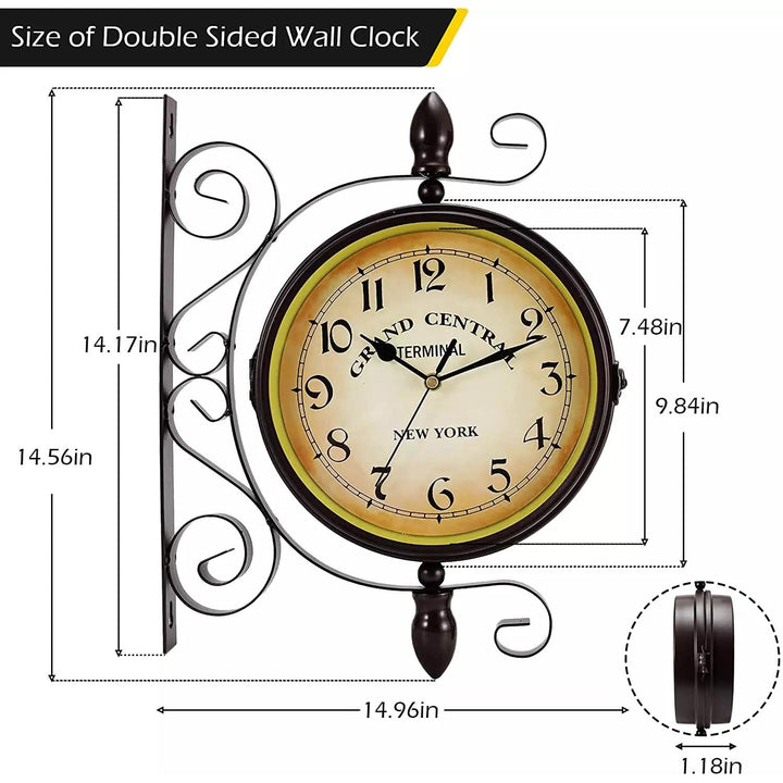 BowLift | Vintage Brown Double-Sided Hanging Wall Clock