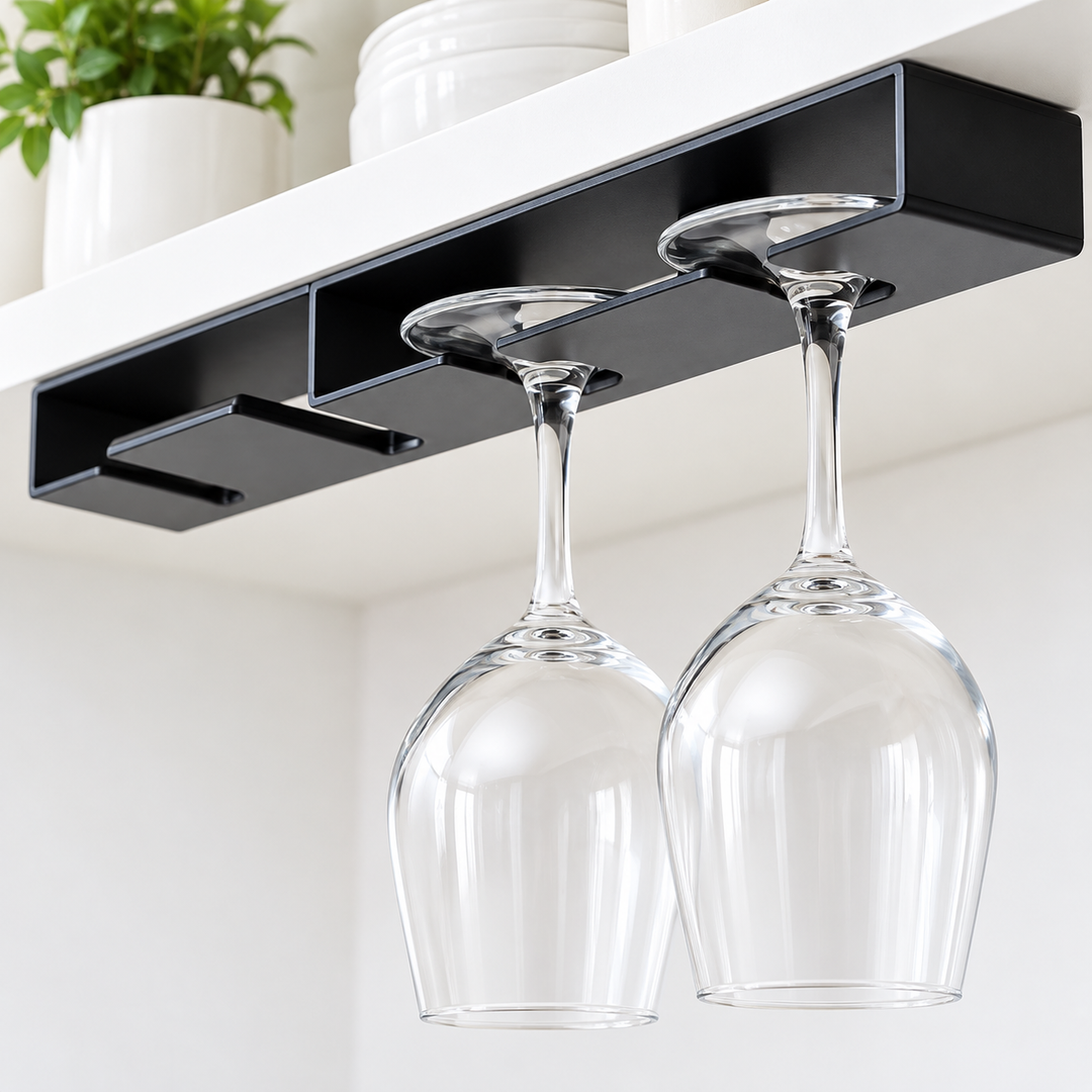 Under-Shelf Sliding Wine Glass Stemware Rack Bowlift