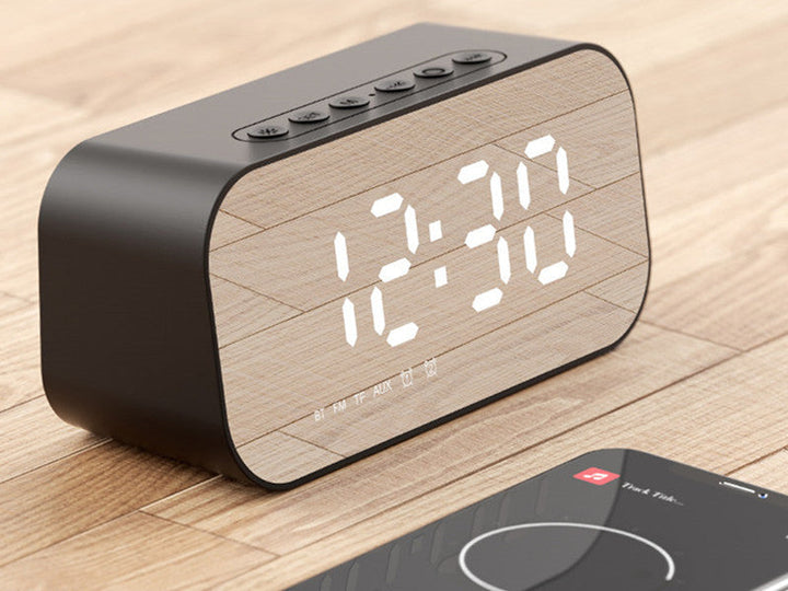 BowLift | 3-in-1 Wireless Bluetooth Speaker with Subwoofer, Alarm, Mirror Clock & Thermometer, for Home & Office