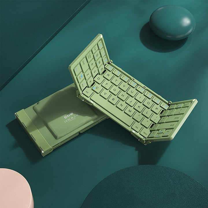 BowLift | Foldable Rechargeable Wireless Keyboard with Leather Case, for Android Windows iOS Tablet & Laptop