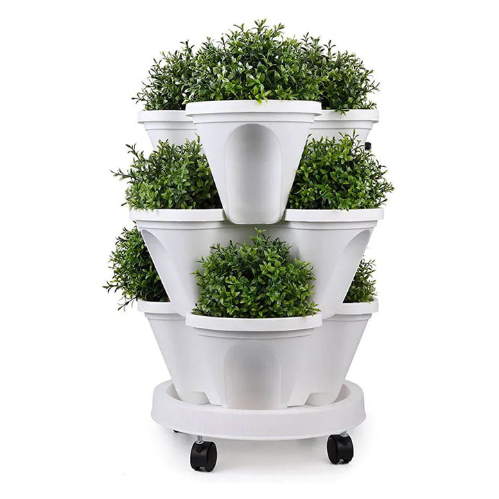 BowLift | Space-saving stackable plant pots – Vertical planting system with wheels